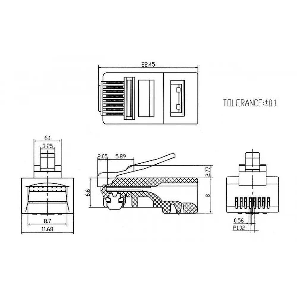SM114 ΤΗΛΕΦΩΝΙΚΟ ΚΛΙΠ 8P8C (CAT5) - Image 2