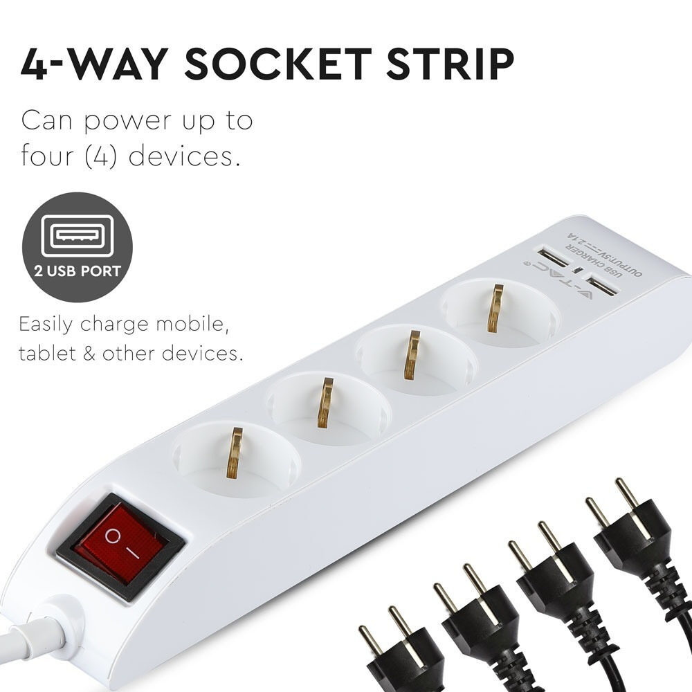 ΠΟΛΥΠΡΙΖΟ ΣΟΥΚΟ 4 ΘΕΣΕΩΝ ΚΑΙ 2 ΘΥΡΩΝ USB ΜΕ ΚΑΛΩΔΙΟ 1.4 ΜΕΤΡΑ ΚΑΙ ΔΙΑΚΟΠΤΗ - Image 3