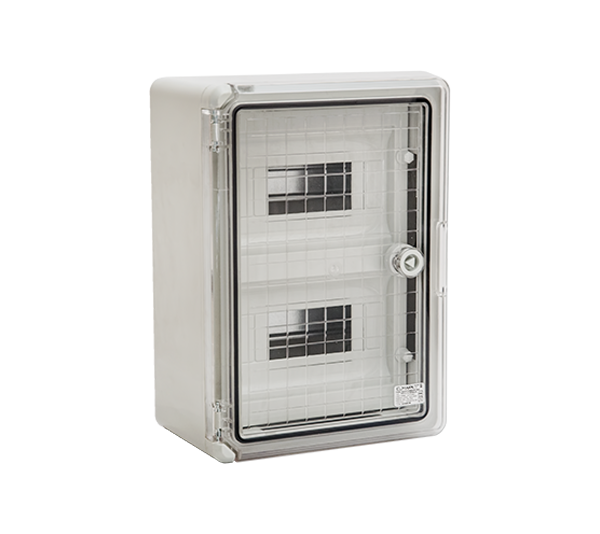 5322535150 ΠΛΑΣΤΙΚΟΣ ΠΙΝΑΚΑΣ ABS PP 3112 18 ΘΕΣΕΩΝ IP 65 - ΔΙΑΦΑΝΗ ΠΟΡΤΑ - Image 1