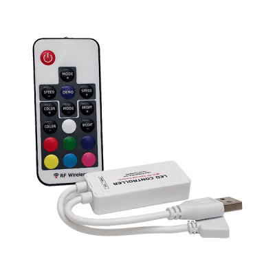 RF MINI RGB USB LED ΚΟΝΤΡΟΛΕΡ ΜΕ ΤΗΛΕΧΕΙΡΙΣΤΗΡΙΟ ΓΙΑ ΤΑΙΝΙΑ LED 5V