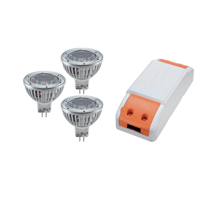LED ΤΡΟΦΟΔΟΤΙΚΟ 12W+ 3X LED1 3W 2700K MR16