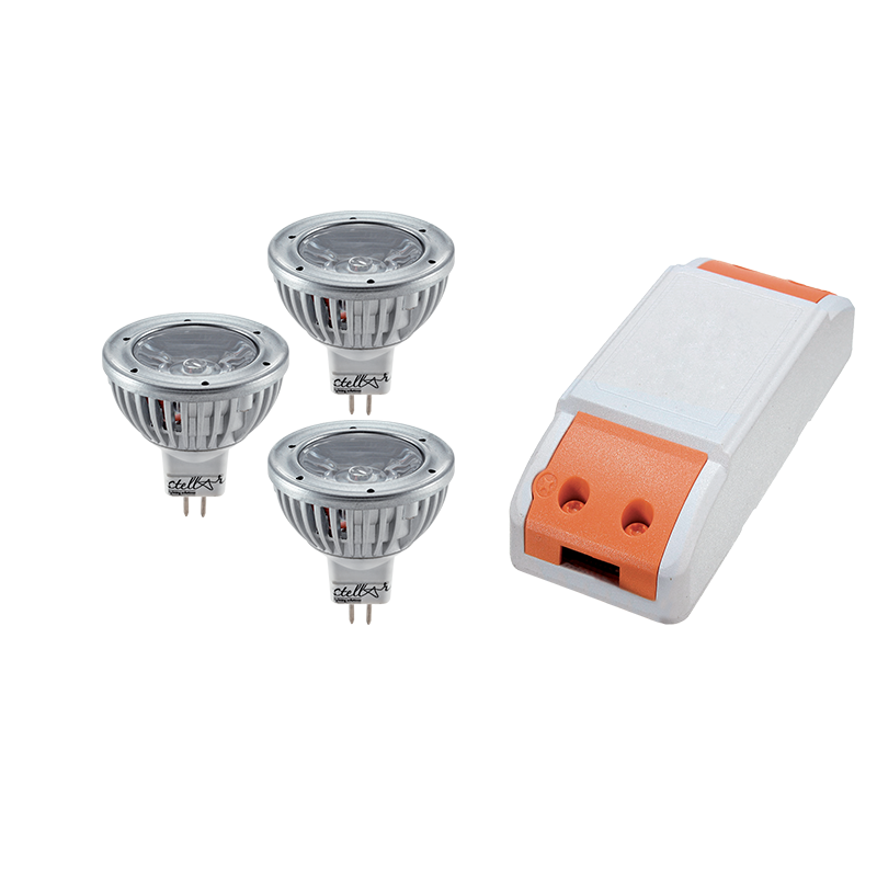99SET3LED235 LED ΤΡΟΦΟΔΟΤΙΚΟ 12W+ 3X LED1 3W 2700K MR16 - Image 1
