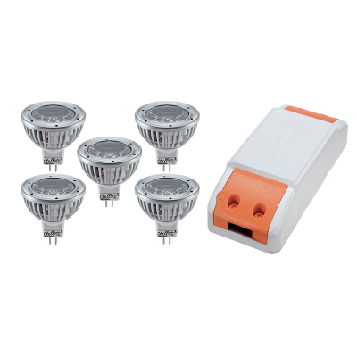 LED ΤΡΟΦΟΔΟΤΙΚΟ 18W+ 5X LED1 3W 2700K MR16