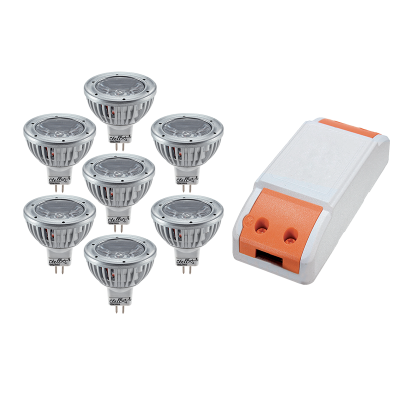 LED ΤΡΟΦΟΔΟΤΙΚΟ 24W+ 7X LED1 3W 2700K MR16