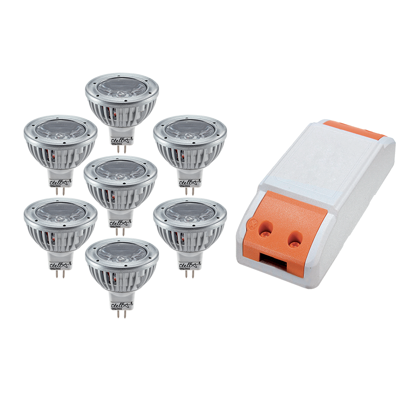99SET7LED235 LED ΤΡΟΦΟΔΟΤΙΚΟ 24W+ 7X LED1 3W 2700K MR16 - Image 1