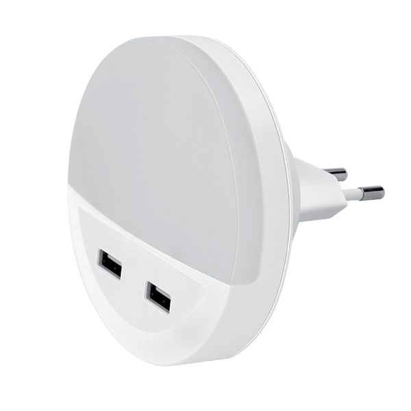 99USB2 LED ΦΩΤΑΚΙ ΝΥΚΤΟΣ ΜΕ 2xUSB 0.5W 4000K - Image 1