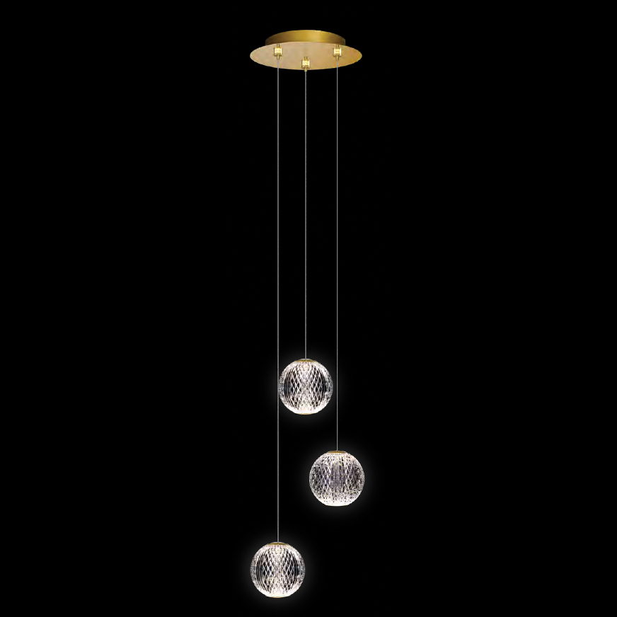 955DIAMOND1230PGD DIAMOND LED PENDANT 12W 3000K, GOLD - Image 1