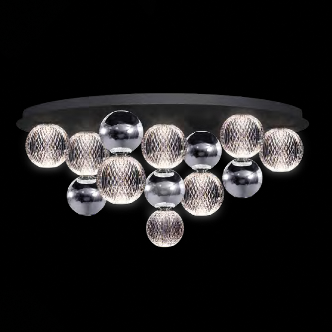 955DIAMOND3230CBCH DIAMOND LED CEILING LAMP 32W 3000K, BLACK+CHROME - Image 1