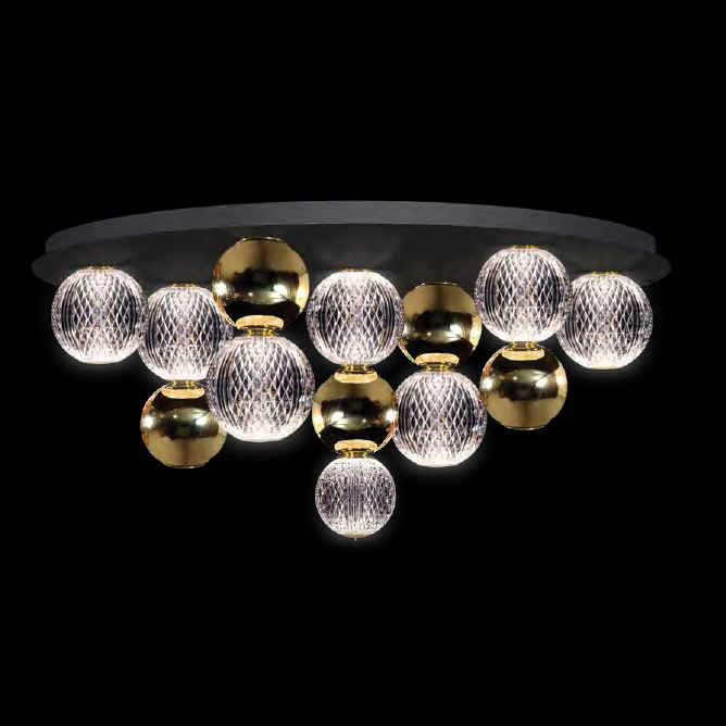 955DIAMOND3230CBGD DIAMOND LED CEILING LAMP 32W 3000K, BLACK+GOLD - Image 1
