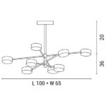 ΦΩΤΙΣΤΙΚΟ ΚΡΕΜΑΣΤΟ 8ΦΩΤΟ LED 96W 100X65X20 ΧΡΥΣΟ ARTE ILLUMINA - Image 3
