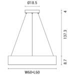 ΦΩΤΙΣΤΙΚΟ ΚΡΕΜΑΣΤΟ ΤΕΤΡΑΓΩΝΟ LED 40W 3000Κ 60X60X15 ΛΕΥΚΟ ARTE ILLUMINA - Image 3