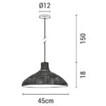 ΦΩΤΙΣΤΙΚΟ ΚΡΕΜΑΣΤΟ ΜΟΝΟΦΩΤΟ Ε27 MAX 60W D450XH180 RATTAN ΛΕΥΚΟ ARTE ILLUMINA KAI - Image 3
