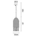 ΦΩΤΙΣΤΙΚΟ ΚΡΕΜΑΣΤΟ ΜΟΝΟΦΩΤΟ Ε27 MAX 60W Ø33x210mm RATTAN ΜΑΥΡΟ ARTE ILLUMINA KAI - Image 3