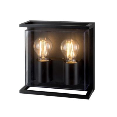 ΑΠΛΙΚΑ ΤΟΙΧΟΥ ΜΕΤΑΛΛΙΚΗ Ε27 2Χ20W 220X220X95mm IP65 ΜΑΥΡΗ ARTE ILLUMINA