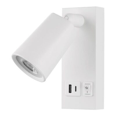 ΑΠΛΙΚΑ ΚΡΕΒΑΤΙΟΥ ΑΝΑΓΝΩΣΗΣ ΜΕ USB TYPE C 5W 3000K 150X80X145mm ΑΣΠΡΗ ARTE ILLUMINA CHARGE