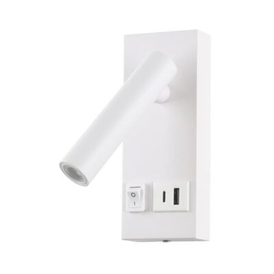 ΑΠΛΙΚΑ ΚΡΕΒΑΤΙΟΥ ΑΝΑΓΝΩΣΗΣ ΜΕ USB TYPE C 2W 3000K 150X60X145mm ΑΣΠΡΗ ARTE ILLUMINA CHARGE