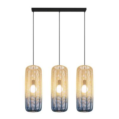 ΦΩΤΙΣΤΙΚΟ ΚΡΕΜΑΣΤΟ 3ΦΩΤΟ Ε27 L1000XH1200 RATTAN ΛΕΥΚΟ ΓΑΛΑΖΙΟ ARTE ILLUMINA KAI