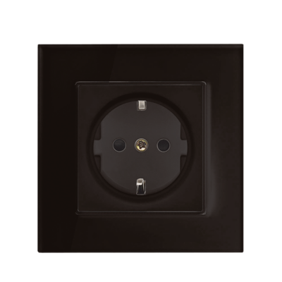 GERMAN TYPE SOCKET 16A GLASS FRAME BLACK+C. BOX
