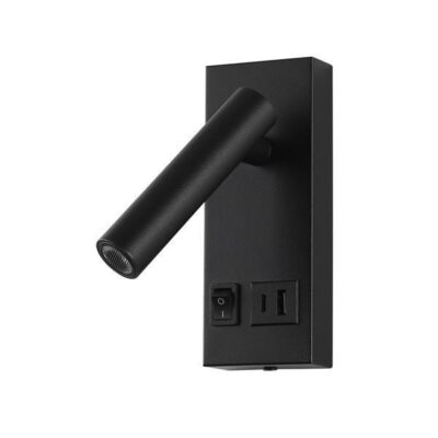 ΑΠΛΙΚΑ ΚΡΕΒΑΤΙΟΥ ΑΝΑΓΝΩΣΗΣ ΜΕ USB TYPE C 2W 3000K 150X60X145mm ΜΑΥΡΗ ARTE ILLUMINA CHARGE