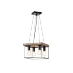 ΦΩΤΙΣΤΙΚΟ ΚΡΕΜΑΣΤΟ ΞΥΛΟ-ΜΕΤΑΛΛO 4ΦΩΤΟ 4XΕ27 Max15w 300x300x1230mm ΜΑΥΡΟ-ΚΑΦΕ ARTE ILLUMINA MULTIPLA