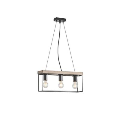 ΦΩΤΙΣΤΙΚΟ ΚΡΕΜΑΣΤΟ ΞΥΛO-ΜΕΤΑΛΛO 3ΦΩΤΟ 3XΕ27 Max15w 480x125x1230mm ΜΑΥΡΟ-ΚΑΦΕ ARTE ILLUMINA MULTIPLA