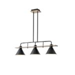 ΦΩΤΙΣΤΙΚΟ ΚΡΕΜΑΣΤΟ ΞΥΛO-ΜΕΤΑΛΛO 3ΦΩΤΟ 3XΕ27 MΑΧ  15w 780X180X865mm ΜΑΥΡΟ ARTE ILLUMINA CONO