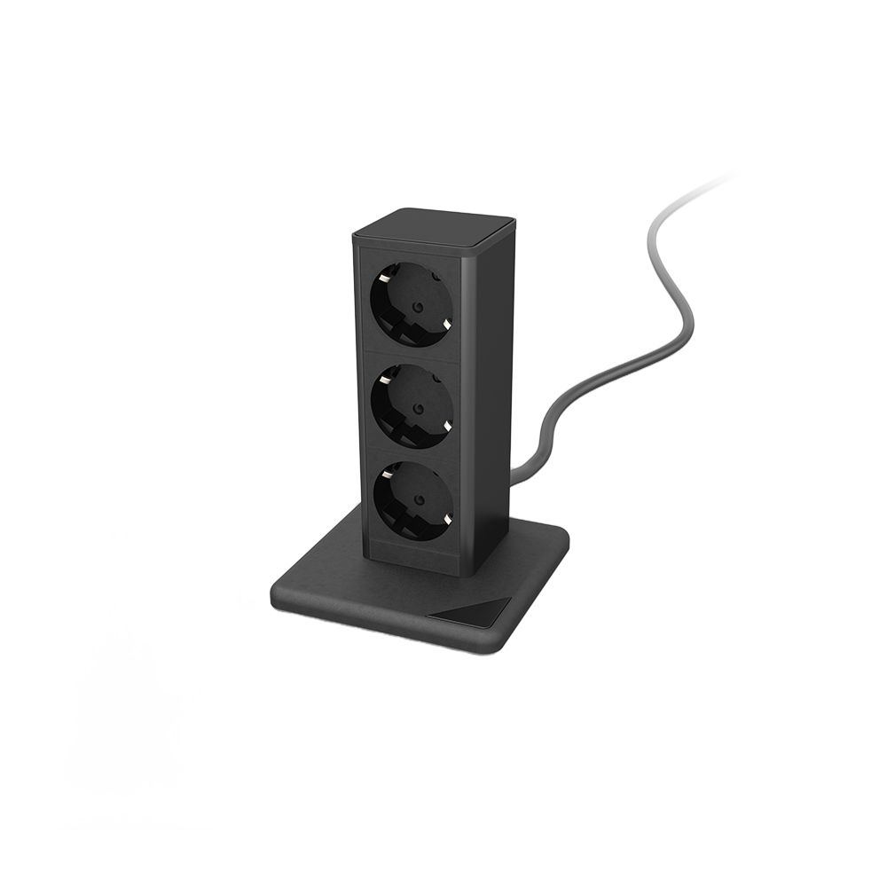 13262D STAND UP 3xSHUKO SOCKET, BLACK - Image 1