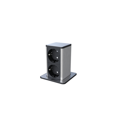 POP UP 2xSHUKO SOCKET WITH 2M CABLE, BLACK/INOX