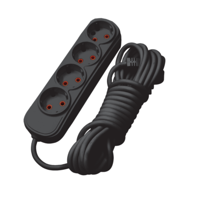 MULTIPLUG FOURFOLD 3M H05VV-F 3G1.5MM2, BLACK