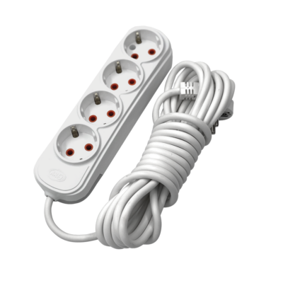 MULTIPLUG FOURFOLD 3M H05VV-F 3G1.5MM2, WHITE