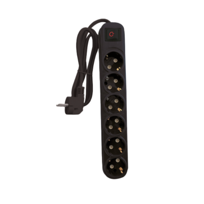 MULTIPLUG SIXFOLD 2M H05VV-F 3G1.5MM2, BLACK