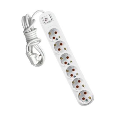 MULTIPLUG SIXFOLD 3M H05VV-F 3G1.5MM2 + SWITCH WH.