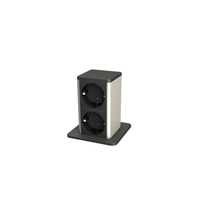 POP UP 2xSHUKO SOCKET WITH 2M CABLE, BLACK