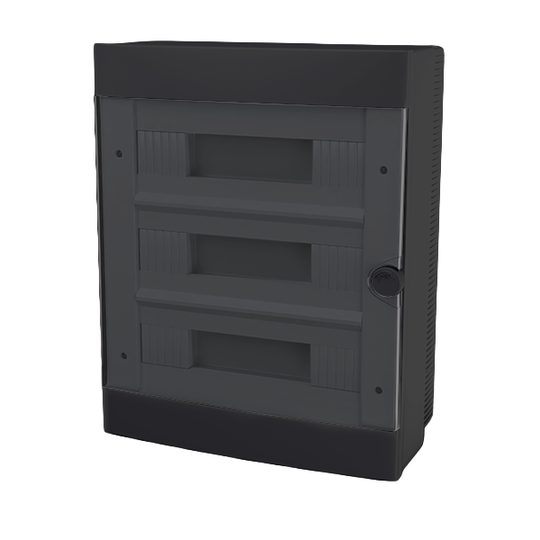 60365BL PLASTIC BOX FOR SURFACE MNT. 24 WAY (3X12), BLACK - Image 1