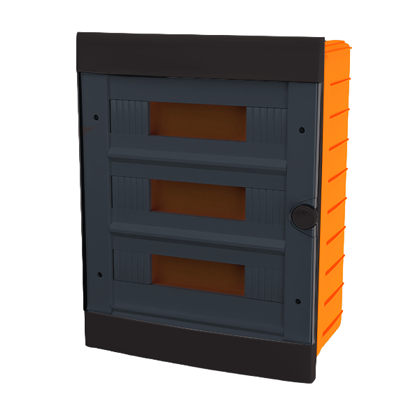60366BL PLASTIC BOX FOR FLUSH MNT. 24 WAY (3X12), BLACK - Image 1