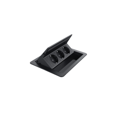 FLIP UP PUSH 3xSHUKO SOCKET, BLACK