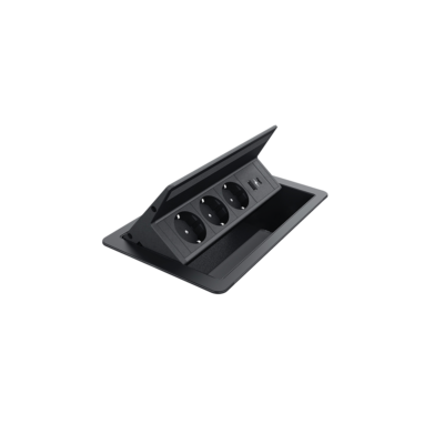 FLIP UP PUSH 3xSHUKO SOCKET+1xUSB A/C 20W, BLACK